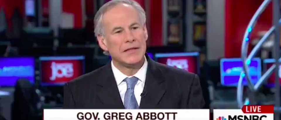 Texas Gov. Greg Abbott: Screen capture from MSNBC