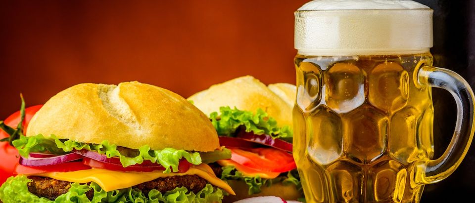 Still life with traditional homemade hamburger and beer (Credit: Shutterstock/Christian Draghici)
