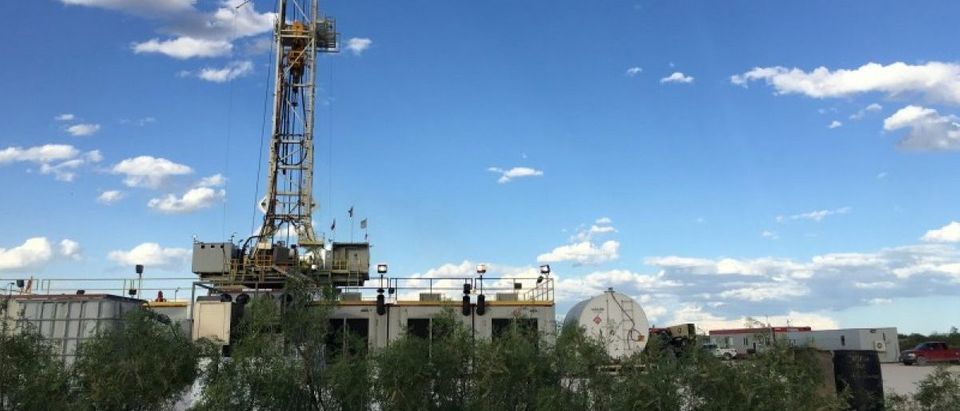 The Elevation Resources drilling rig is shown at the Permian Basin drilling site in Andrews County, Texas