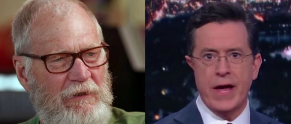 David Letterman, Stephen Colbert, Screen Grabs NBC and CBS