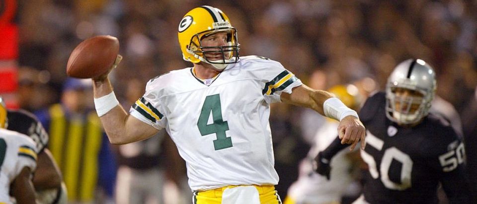 You can get autographed Brett Favre memorabilia on sale today for Cyber Monday (Photo by Jed Jacobsohn/Getty Images)