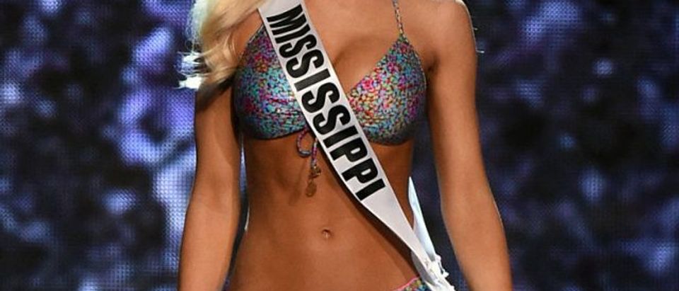 Miss Mississippi USA Haley Sowers competes in the swimsuit competition during the 2016 Miss USA pageant preliminary competition at T-Mobile Arena on June 1, 2016 in Las Vegas