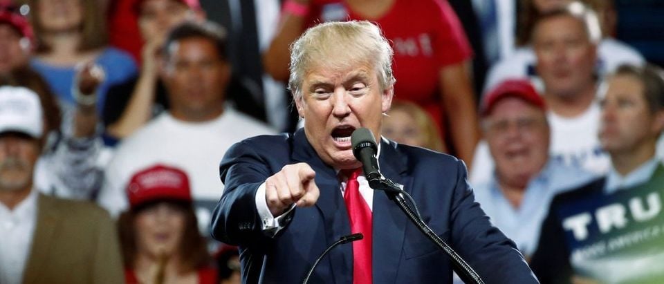 Republican U.S. Presidential candidate Donald Trump speaks at a campaign rally in Phoenix