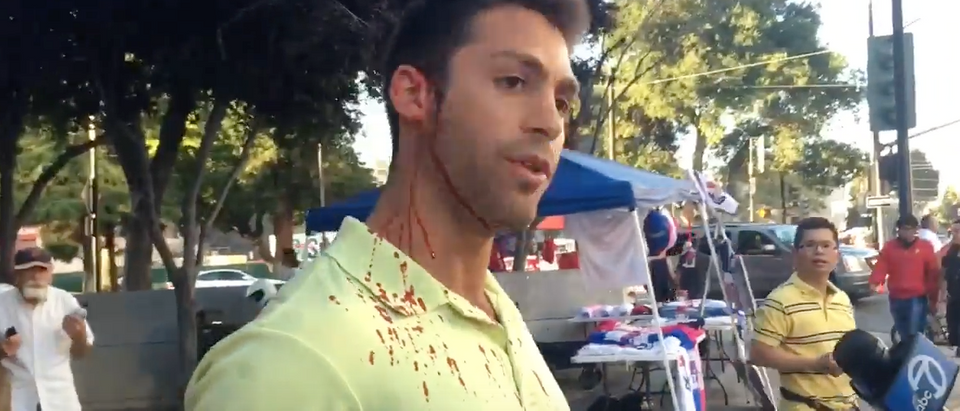 Donald Trump supporter attacked outside of rally in San Jose, June 2, 2016. (Youtube screengrab)