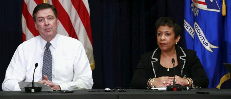 FBI director James Comey and Attorney General Loretta Lynch, Nov. 19, 2015. (Yuri Gripas/Reuters)