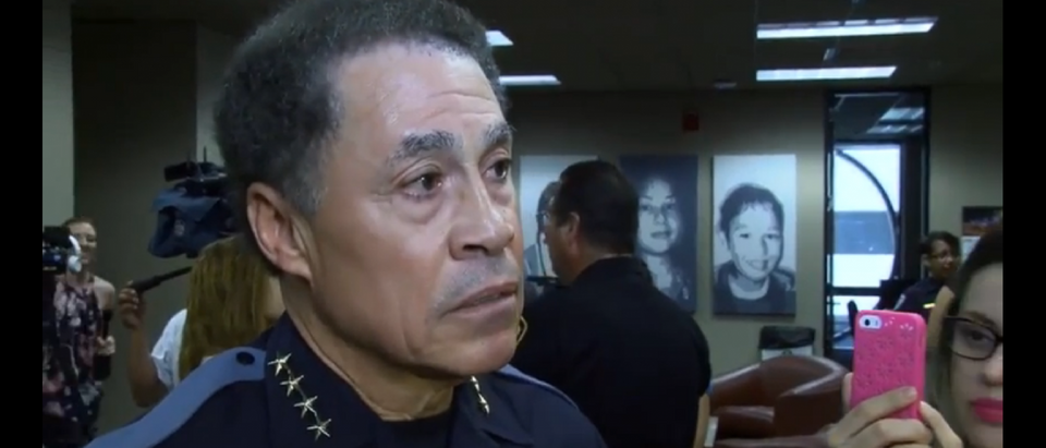 El Paso police chief Greg Allen, denouncing Black Lives Matter as a "radical hate group." [KVIA video screengrab/http://www.kvia.com/news/eppd-chief-on-black-lives-matter/40427198]