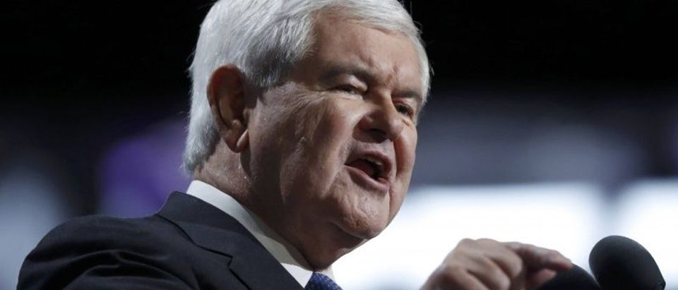 Former House Speaker Newt Gingrich speaks at the Republican National Convention in Cleveland