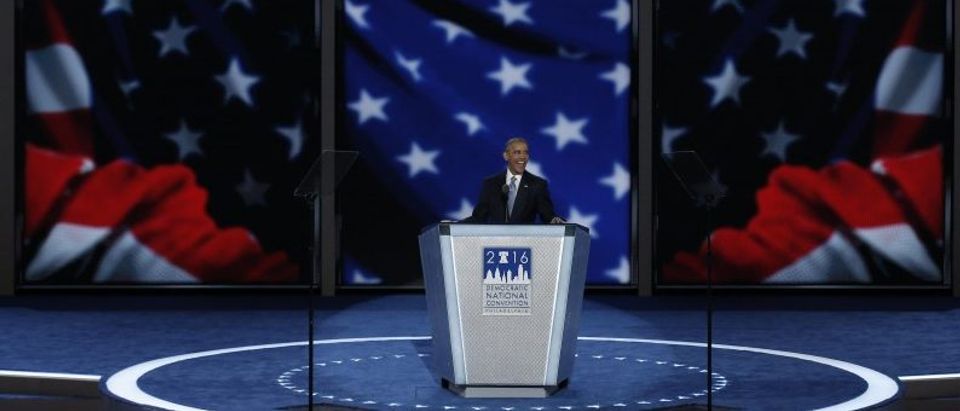 U.S. President Barack Obama speaks on the third night of the Democratic National Convention in Philadelphia