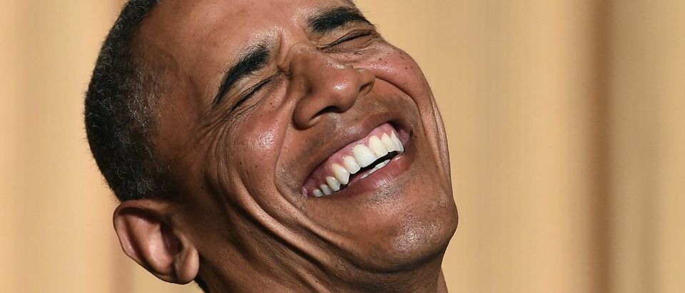 Barack Obama laughing [Jewel Samad/AFP/Getty Images]