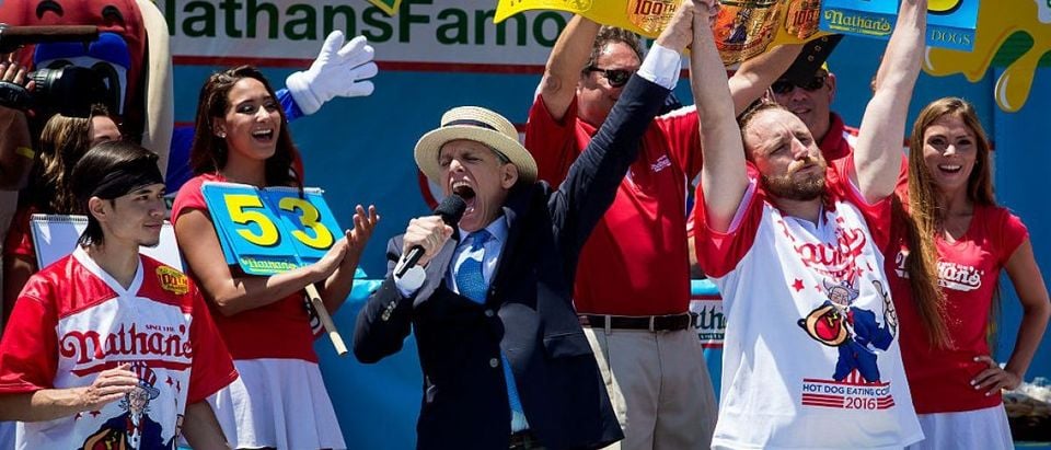 Professional Eaters Compete In Annual Nathan's Hot Dog Eating Contest