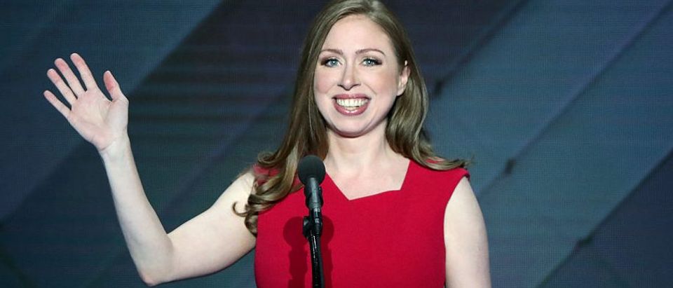 Chelsea Clinton arrives on stage to introduces her mother, Democratic presidential nominee Hillary Clinton, on the fourth day of the Democratic National Convention at the Wells Fargo Center, July 28, 2016 in Philadelphia