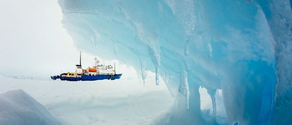 The MV Akademik Shokalskiy is pictured stranded in ice in Antarctica