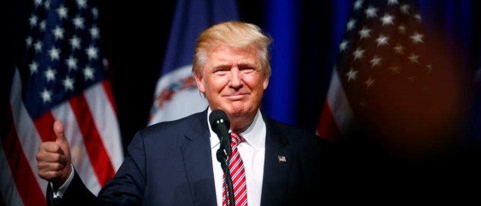 Republican U.S. Presidential nominee Donald Trump attends a campaign event at Briar Woods High School in Ashburn
