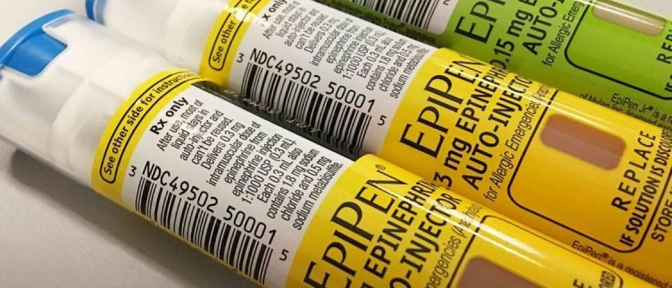 A file photo showing the EpiPen auto-injection epinephrine pens manufactured by Mylan NV pharmaceutical company are seen in Washington