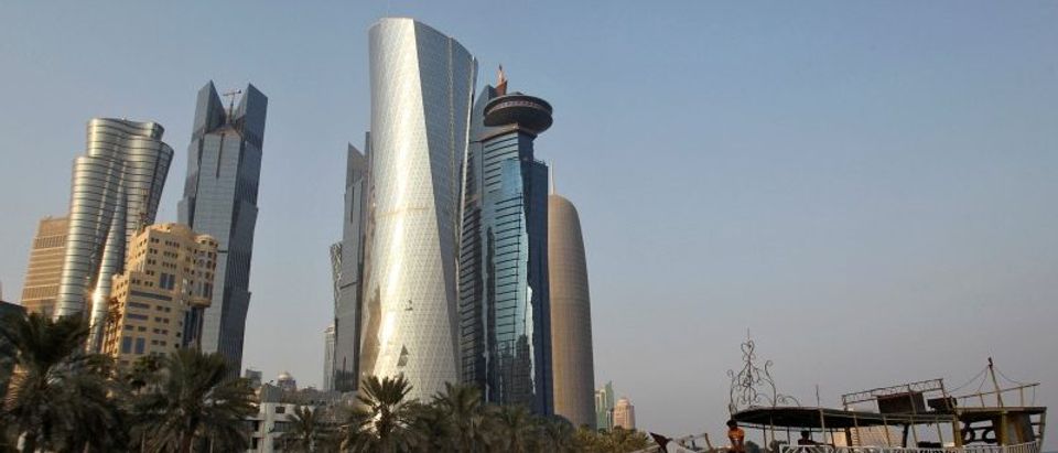 View shows buildings at the Doha Cornich
