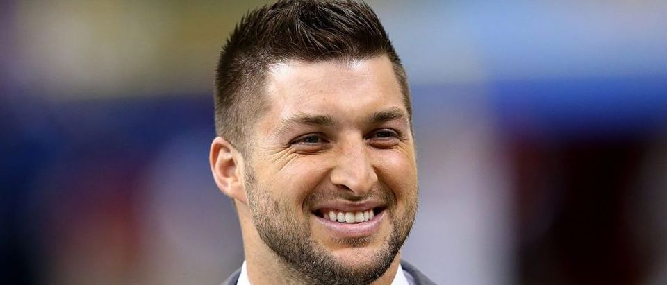 Former University of Florida quarterback Tim Tebow is seen on the sidelines prior to the start of the game during the All State Sugar Bowl at the Mercedes-Benz Superdome on January 1, 2015 in New Orleans, Louisiana