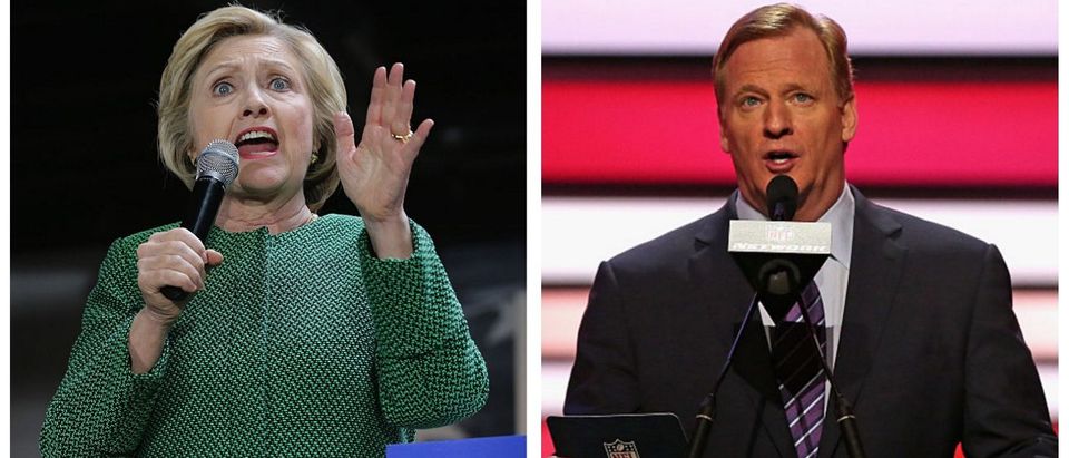 Hillary Clinton, Roger Goodell (Getty Images)