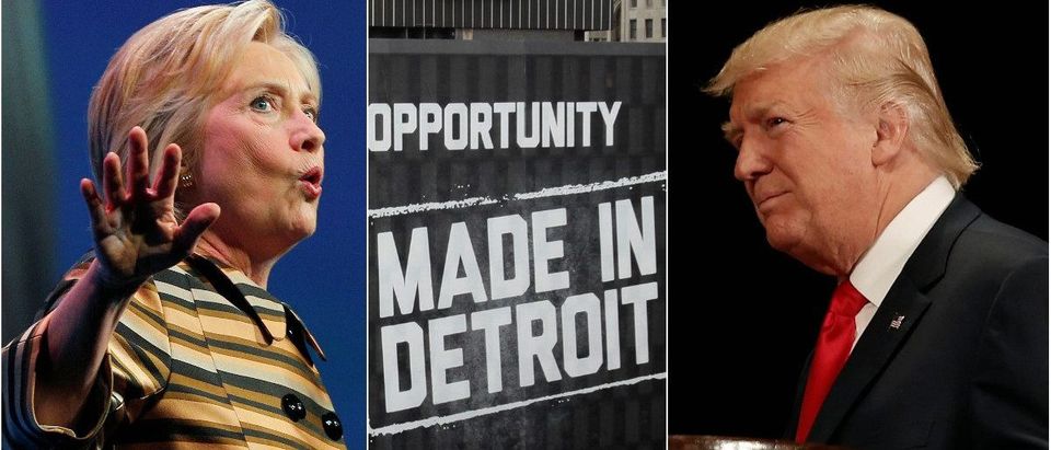 Hillary Clinton: Brian Snyder/Reuters, Detroit: Rebecca Cook/Reuters, Donald Trump: Mike Segar/Reuters