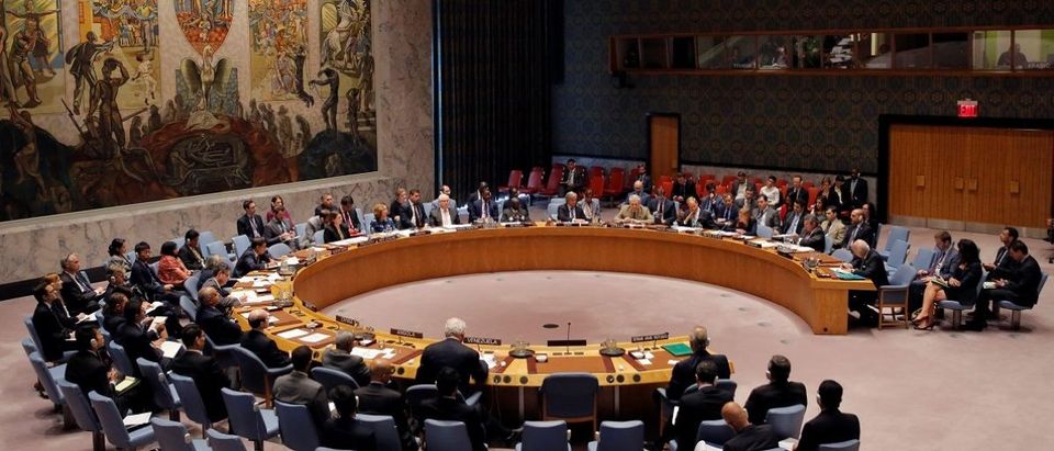 The United Nations Security Council sit for a high level meeting on Syria at the United Nations in Manhattan, New York