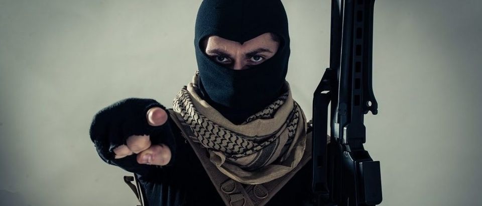 Terrorist threatening the West. oneinchpunch/Shutterstock.
