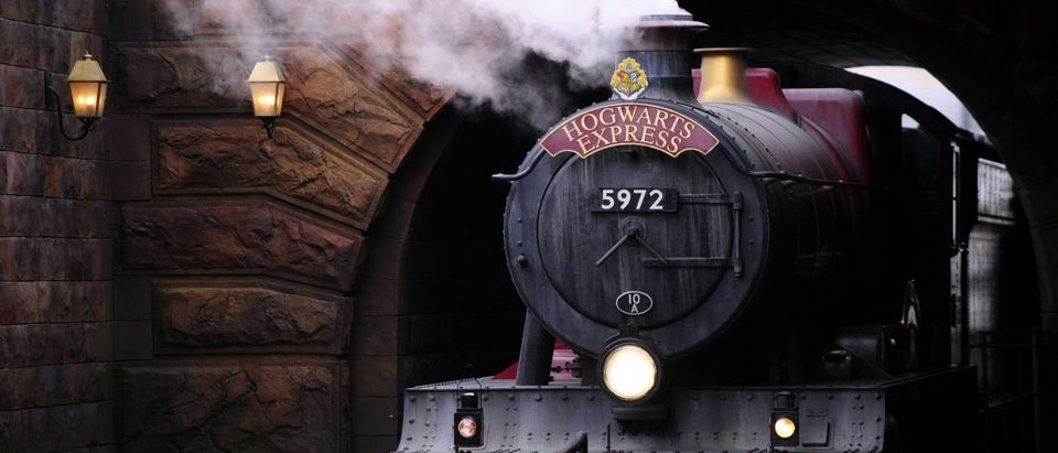 The Hogwarts Express train, which connects the Universal Studios with neighboring Islands of Adventure, pulls into the Hogsmeade Station during a media preview for The Wizarding World of Harry Potter-Diagon Alley at the Universal Orlando Resort in Orlando, Florida June 19, 2014. REUTERS/David Manning