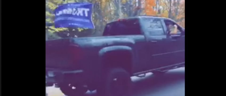 Two Babson College students driving around to celebrate Donald Trump's election win. [Facebook video screengrab/https://www.facebook.com/sydney.robertson.50/posts/10210780785293367?pnref=story]