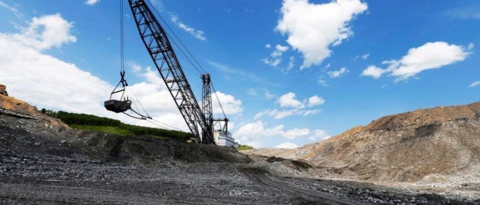 The massive Big John dragline works to reshape the rocky landscape in some of the last sections to be mined for coal at the Hobet site in Boone County