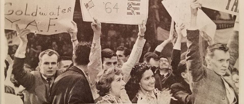 Young Americans for Freedom activists at a rally in Madison Square Garden, 1962. The New Guard magazine.