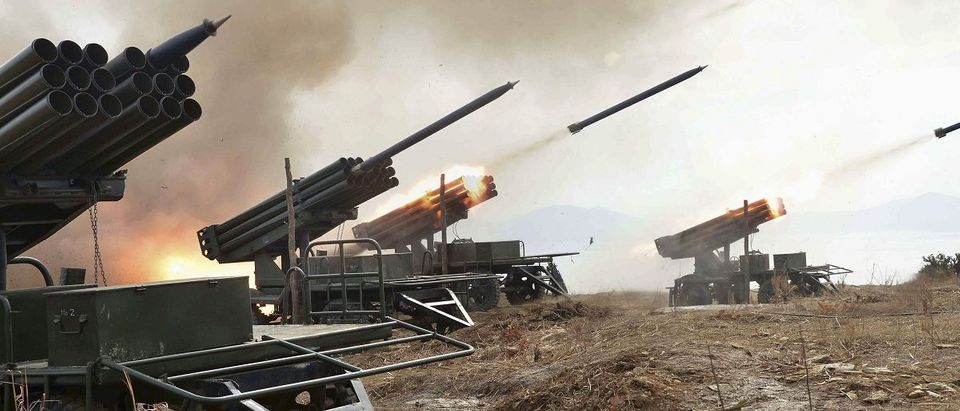 A view of artillery fire and landing exercises guided by North Korean leader Kim Jong Un