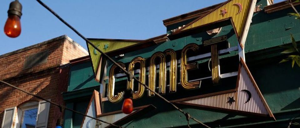 A general view of the exterior of the Comet Ping Pong pizza restaurant in Washington