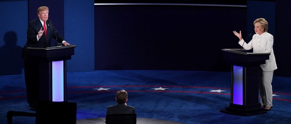 Clinton debates Trump during the final presidential debate in Las Vegas. Ethan Miller/Getty Images;