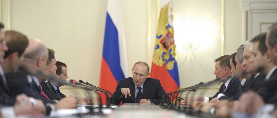 Russian President Vladimir Putin chairs Russian government meeting at Novo-Ogaryovo residence outside Moscow