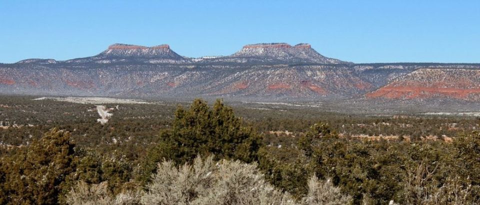 Bears Ears, the twin rock formations in Utah’s Four Corners region is pictured in Utah