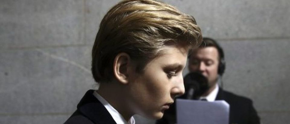 Barron Trump arrives on the West Front of the U.S. Capitol in Washington