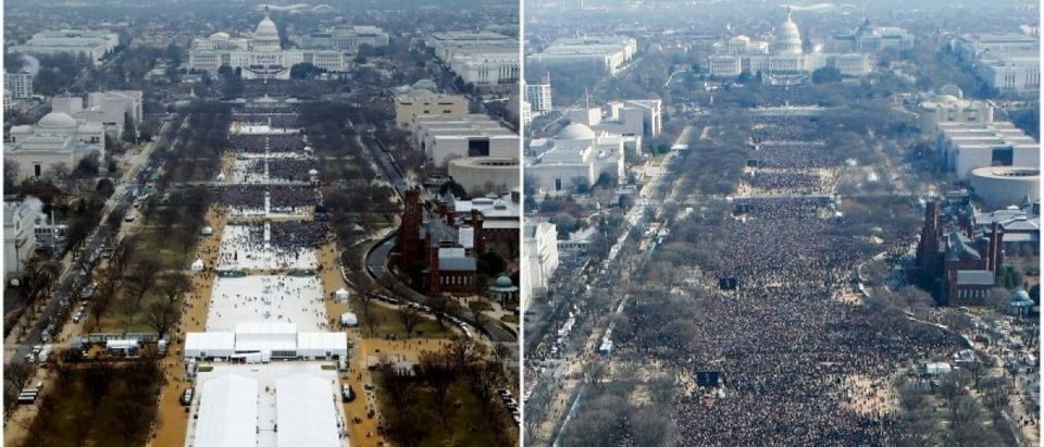 Comparison of the Trump (L) and Obama (R) inaugurations.