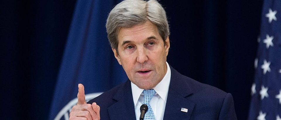 John Kerry Delivers Remarks On Middle East Peace At State Department