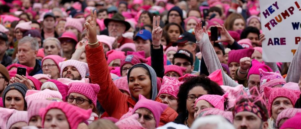 People gather for the Women's March (Credit: REUTERS/Shannon Stapleton)