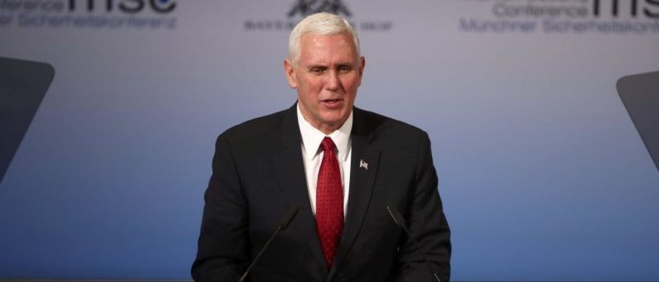 U.S. Vice President Pence delivers his speech during the 53rd Munich Security Conference in Munich