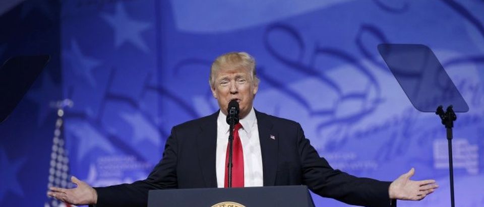 U.S. President Trump addresses CPAC in National Harbor, Maryland