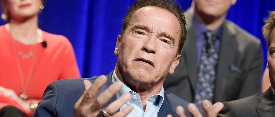 Arnold Schwarzenegger attends "The New Celebrity Apprentice" Q &amp; A and Red Carpet Event At Universal Studio, Universal City, California, on December 9, 2016. (Photo credit: RICHARD SHOTWELL/AFP/Getty Images)