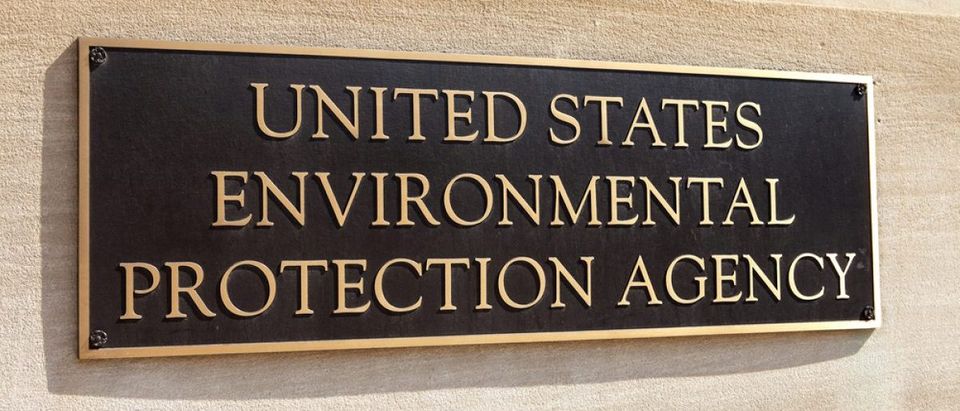 WASHINGTON, DC - MAY 4: Plaque outside the United States Environmental Protection Agency (EPA) in downtown Washington, DC on May 4, 2015. (Credit: Mark Van Scyoc/Shutterstock)