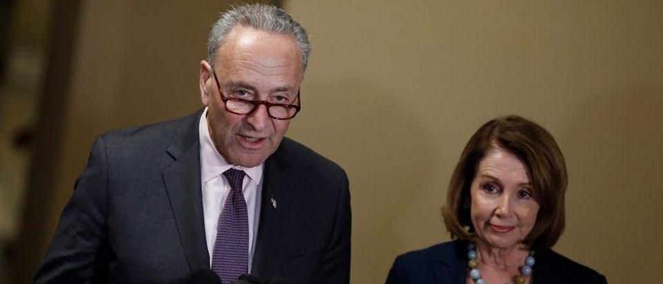 Schumer and Pelosi speak at a news conference in Washington