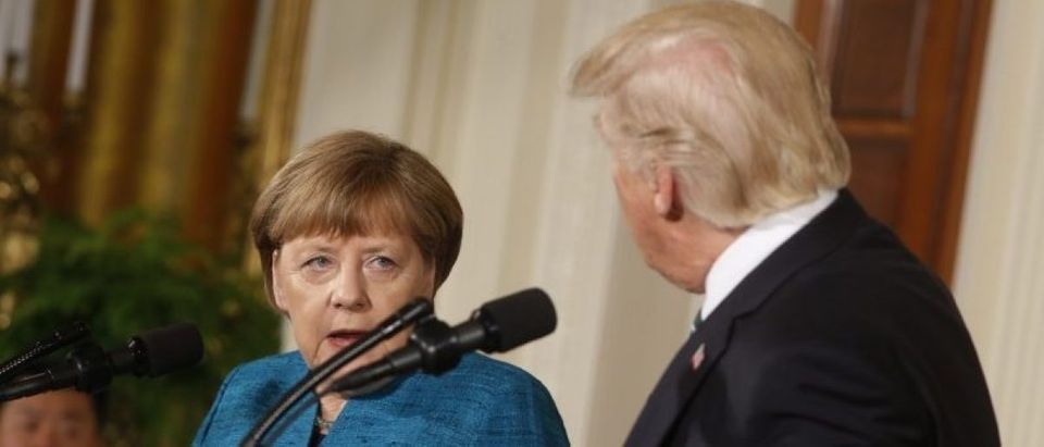 U.S. President Trump and German Chancellor Merkel hold a joint news conference in Washington