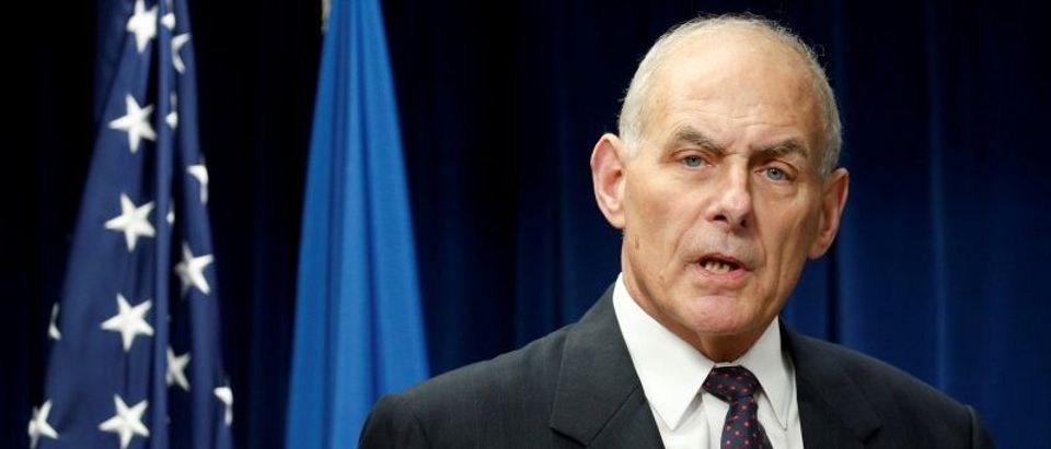 FILE PHOTO -- Homeland Security Secretary John Kelly delivers remarks on issues related to visas and travel