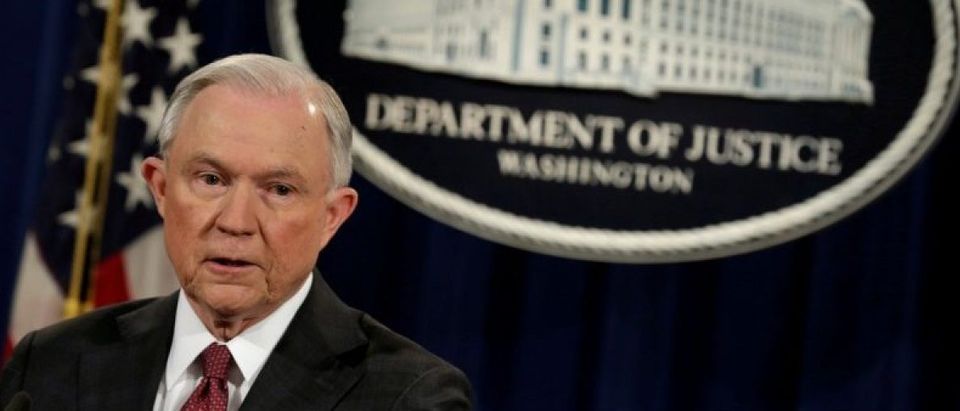 FILE PHOTO: U.S. Attorney General Jeff Sessions speaks at a news conference in WashingtonFILE