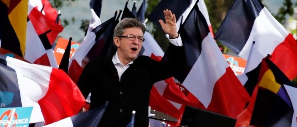 Jean-Luc Melenchon of the French far left Parti de Gauche and candidate for the 2017 French presidential election, attends a political rally in Toulouse, Southwestern France