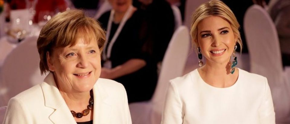 Ivanka Trump, daughter and adviser of U.S. President Donald Trump, and German Chacellor Angela Merkel attend a dinner in Berlin
