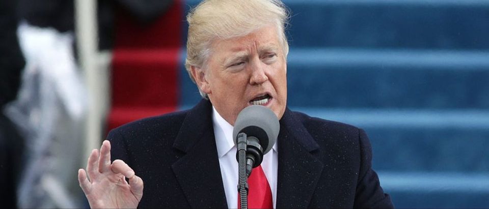 President Donald Trump delivers his inaugural address on the West Front of the U.S. Capitol on January 20, 2017 in Washington, D.C. (Photo by Alex Wong/Getty Images)