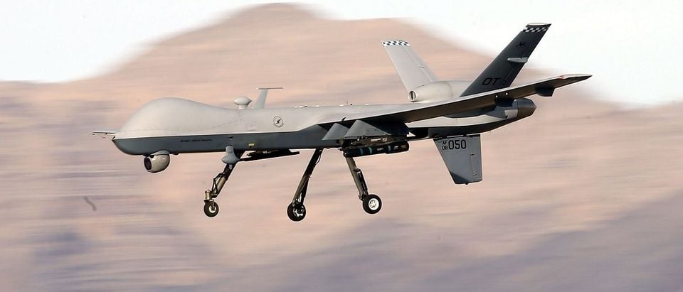 An MQ-9 Reaper during a training mission at Creech Air Force Base. Isaac Brekken/Getty Images.