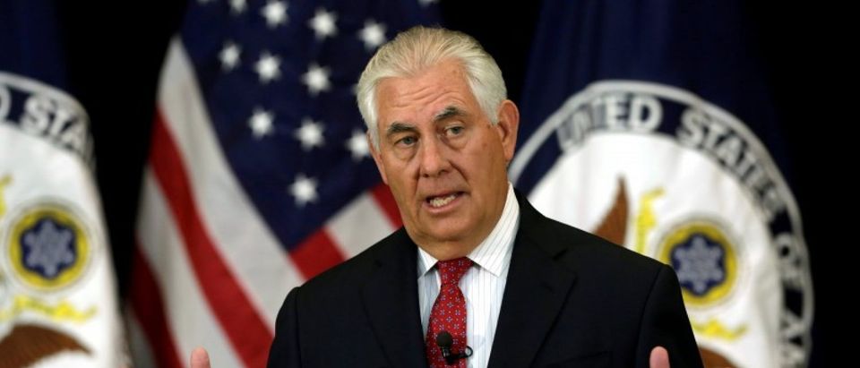 FILE PHOTO: U.S. Secretary of State Rex Tillerson delivers remarks to the employees at the State Department in Washington